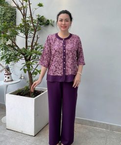 ĐỒ BỘ TRUNG NIÊN ÁO GẤM 2 DA CAO CẤP PHỐI QUẦN MANGO MỀM MÁT SANG XỊN CHO QUÝ CÔ THANH LỊCH SANG TRỌNG